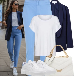 Outfit s Světle modrá/Modrá Chinos/Boyfriend Kalhoty/Ležérní Kalhoty/Skinny Kalhoty/Úzká Kalhoty/Kalhoty se Štěrbinou/3/4 Kalhoty/Navlékací Kalhoty/Strečová Kalhoty/Capri kalhoty/7/8 Kalhoty Freequent "Jarní outfit"