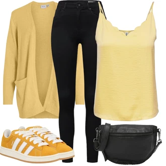 Outfit s Žlutá Úzká Teniska/Nízká Teniska/Letní Tenisky/Kožené Tenisky/Vintage Teniska Adidas Originals "Jarní outfit"