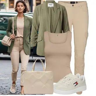 Outfit s Béžová/Khaki Cargo džíny/Motorkářské Džíny VERO MODA "Jarní outfit"