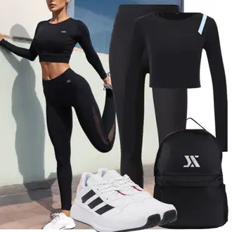 Jogger outfits mit Rjava/Črna/Zelena/Škrlatna def, Oranžna/Črna/Rdeča Potovalna torba s kolesom/Športni nahrbtnik/Torba za telovadnico grit, Zelena/Mešane barve/Temno zelena/Črna Športna Pajkica/Hlača za Tek/Športne hlače/Gym Pajkice/Treggings Adidas Performance "Klasični športni slog"