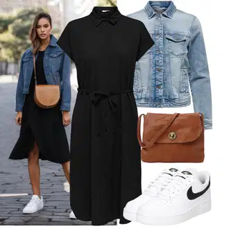Outfit s Černá Košilové šaty/Šaty s Páskem/Halenkové Šaty Only "Lehký outfit"