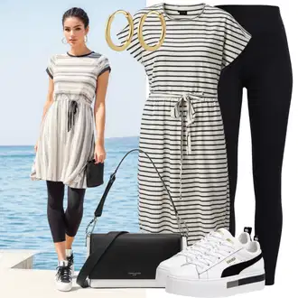 Letní outfity pro baculky "Lehký outfit s letním šaty a legíny"