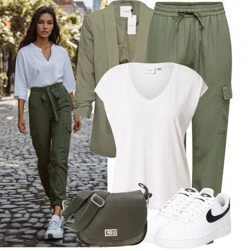 Kombinace Khaki/Tmavě Zelená/Zelená Cargo Kalhoty/Lněné Kalhoty/Cargo Tepláky Only