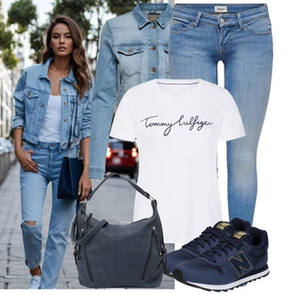 Cool Outfit s Světle modrá/Modrá Krátké Džínové Bundičky/Vintage Bund/Džínové Bund Only "Jarní outfit"Look: Cool, Krásný, Vintage, Western, Pracovní oděvy, Retro