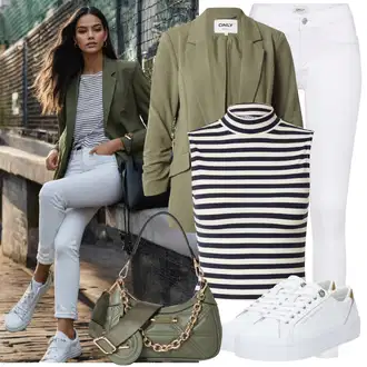 Moderní Outfit s Bílá/Hnědá/Černá Džín s Širokou Nohavicí/Dámské Džíny s Délkou 7/8/Zvonové Džíny/Zkrácené Džíny/Formální Košile/Džíny Culottes/Plisované Džíny Only "Skvělý vzhled"Look: Styl, Cool, Francouzské, Italský, Námořní, Moderní, Mom, Krásný, Španělské, Western, Old Money, 70tá léta