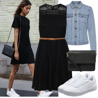 Do koljena Svatovski gost Outfit sa Crna Haljina Veći Broj VERO MODA "Moderan outfit za slobodno vrijeme"