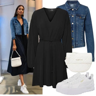Outfit sa Plava/Tamnoplava/Svjetloplava Kratka Traper Jakna/Vintage Jakna/Traper Jakna Only "Cool outfit za svaki dan"