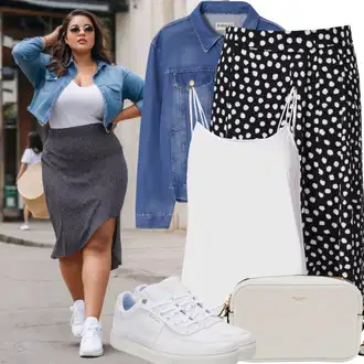 Jesenske Outfiti mit Črna Krilo uniseks/Moderno Krilo/Krilo Houndstooth/Krilo iz 90-ih/Krilo za zavezovanje/Mini Krilo answear lab "Moden videz v velikih velikostih"