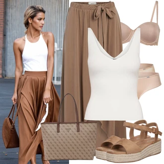 Outfit s Béžová/Khaki/Růžová Formující Kalhotky/Multibaleno/Klasické kalhotky/Spodní kalhotky/Slip S Nízkým Pasem/Kalhotky/Průhledná kalhotka HUNKEMÖLLER "Stylová letní nálada"