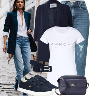 Outfit sa Plava/Tamnoplava Platnena Tenisica/Ljetna Tenisica/Niska Tenisica/Tanka Tenisica Polo Ralph Lauren "Outfit za svaki dan"