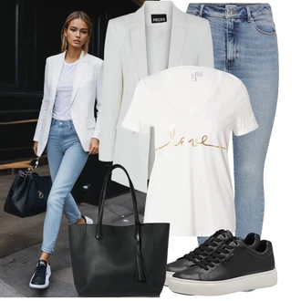 Outfit s Černá Teniska Kožené Tenisky/Nízká Teniska/Teniska na platformě/Úzká Teniska Tamaris "Praktický vzhled"