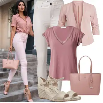 Kůže Outfit s Šedá/Béžová/Hnědá/Khaki Kožená bunda/Slim Fit Džíny/Motorkářské Džíny/Kožené Boty/Zimní bunda/Džíny s Rozparkem/Kotníková Bota/Push up Džín/High Waist Džínové Kalhoty/Capri Džíny/Termální Džíny JdY "Stylová letní nálada"