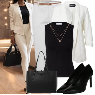 Vysoké Podpatky Outfit s Černá/Bílá/Hnědá Calvin Klein "Outfit na léto"