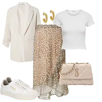 leopardy Outfit sa Bež/Smeđa/Bijela Haljina do Potkoljenice/Haljina od Šifona/Haljina matični ured svat/Haljina S Printom/Mulet Haljina VERO MODA "Proljetni outfit"