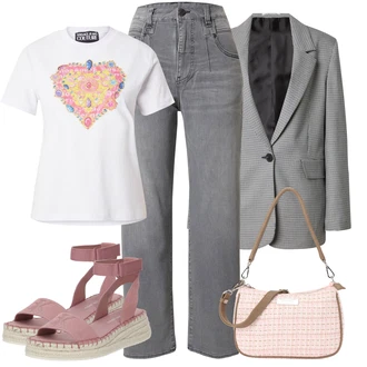 Visok pas outfit mit Siva/Svetlo siva Široke Kavbojke/Formalna Srajca/Girlfriend Kavbojke/Mom Jean/Ravne Kavbojke/Vintage kavbojke/Dad Kavbojka/Ženske 7/8 Kavbojke/Zimska jakna/Odrezane Kavbojke Herrlicher "Outfit za Sprehod"