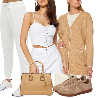 outfit mit Khaki/Bela/Siva/Krem Trenirka/Športne hlače/Slim Hlača/Jogger Hlača Lumberjack "Outfit za Sprehod"