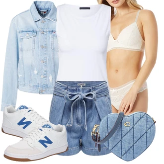outfit mit Modra/Svetlo modra Torba za čez ramo/Napihnjena torba/Torbica za okrog pasu/Torba za boke/Mini torbica/Torbica za okrog pasu/Torbica za čez ramo Coach "Outfit za Sprehod"