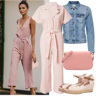 Outfit sa Pink Kombinezon s užetom/Ljetni kombinezon/Svečani kombinezon/Vjenčanje kombinezon monki "Moderan outfit za slobodno vrijeme"