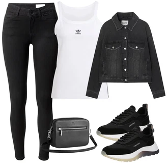 outfit mit Krem/Bela Bluza velika velikost Adidas Originals "Pomladanski Outfit"
