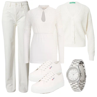 outfit mit Krem/Bela Ozka Superga/Platnena Superga/Superge Nizka/Superge Luknjasta/Čevelj na vezalke/Poletne superge Superga "Pomladanski Outfit"