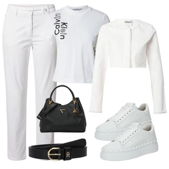 outfit mit Siva/Bela/Krem Superga Usnjene superge/Superge Luknjasta/Superge Nizka/Plato-Sneaker Kennel & Schmenger "Pomladanski Outfit"
