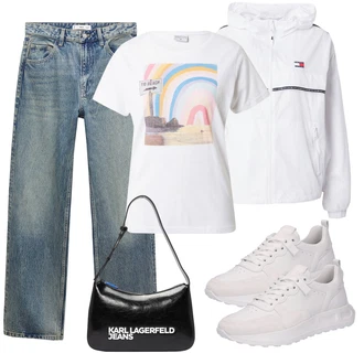 outfit mit Bela/Krem Športni copat Cam čevelj/Gimnastični čevelj/Čevelj za golf/Teniški copat/Tekaški copat Kennel & Schmenger "Pomladanski Outfit"
