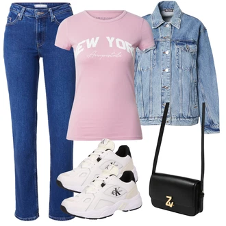 outfit mit Bela/Krem/Črna Športni copat Tekaški copat/Košarkarski copat/Teniški copat/Gimnastični čevelj/Fitnes copat/Odbojkarski čevelj/Fitnes copat/Čevelj za dvigovanje uteži Calvin Klein Jeans "Pomladanski Outfit"