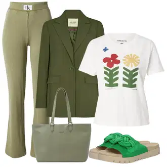 Kamuflaža outfit mit Zelena/Khaki/Svetlo zelena/Temno zelena Poslovna torba/Vrečka za prenašanje/Torba za čez ramo/Pisarniška torba/Velika torba/Nakupovalka Replay "Pomladanski Outfit"