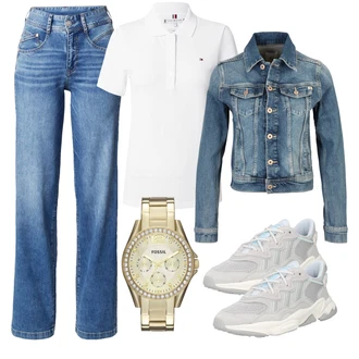 outfit mit Zlati Verižna ura/Zapestna ura/Darilni komplet ur/Baterija za uro/Orodje za uro Fossil "Pomladanski Outfit"