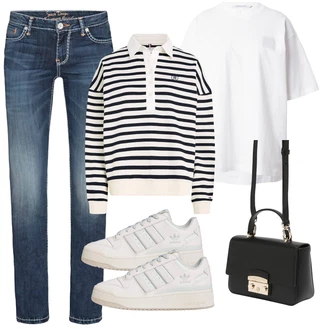 outfit mit Bela/Siva/Svetlo siva/Krem/Svetlo modra Superga Superge Nizka/Vintage Superga/Skate Obutev Adidas Originals "Pomladanski Outfit"