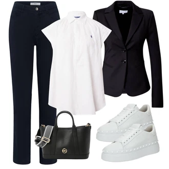 outfit mit Bela/Krem Klasična tunika/Bluza s Stoječim Ovratnikom/Tunika A-kroja/Tunika Majica/Igrača za otroke/Oversize Mušlin Bluz/Tunika s Kratkimi Rokavi Polo Ralph Lauren "Pomladanski Outfit"
