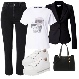 outfit mit Bela/Krem/Srebrna Superga Plato-Sneaker/Superge Nizka/Usnjene superge/Platnena Superga/Ozka Superga Gabor "Pomladanski Outfit"
