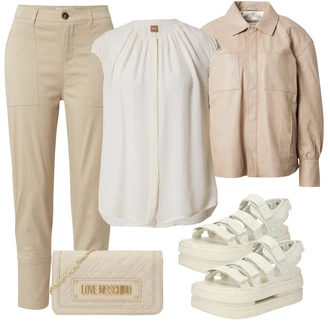 Lyocel outfit mit Khaki/Bež Hlača z Razporkom/7/8 Hlača/Hlače z Visokim Pasom/Hlače Za Prosti Čas/Hlače iz muslina/Boyfriend Hlača/Keper Hlača/3/4 Hlača "Pomladanski Outfit"