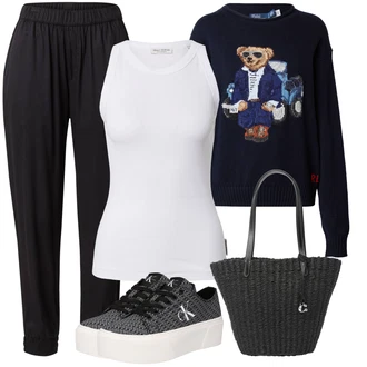 outfit mit Rjava/Temno modra Vintage pulover/Volnen Pulover/Zimski Pulover/Pulover s Potiskom/Teddy Pulover/Pulover Nicki/2-v-1 Pulover Polo Ralph Lauren "Pomladanski Outfit"