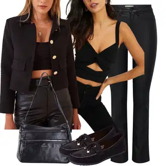 outfit mit Črna Moška majica/Kavbojke Visokega Pasu/Ozke Kavbojke/Ravne Kavbojke/Termodžinsi/Kavbojke z Razporkom/Usnjena Jakna/Zimska jakna/Regular Fit Kavbojke/Motoristične Kavbojke/Usnjene Čevlje Only "Pomladanski Outfit"