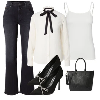 Visok pas outfit mit Siva/Temno siva/Črna Kavbojka z Nizkim Pasom/Kavbojke z Razporkom/Termodžinsi/Regular Fit Kavbojke/Šiškata Kavbojka/Zimska jakna/Moška majica/Ravne Kavbojke Herrlicher "Pomladanski Outfit"
