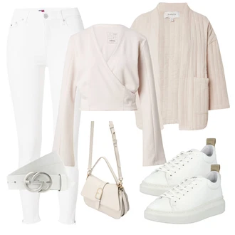 outfit mit Siva/Bela/Krem/Srebrna Usnjeni pas/Ženski Pas brez Zaponke/Sproščeni pas/Klasični pasovi/Širok pas Vanzetti "Pomladanski Outfit"