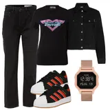 Črna Prešite Sproščene Kavbojke outfiti za dame image