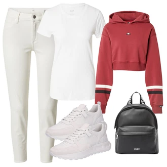 outfit mit Temno rdeča/Rdeča Women's Hoodies and Sweatshirts Ellesse "Pomladanski Outfit"