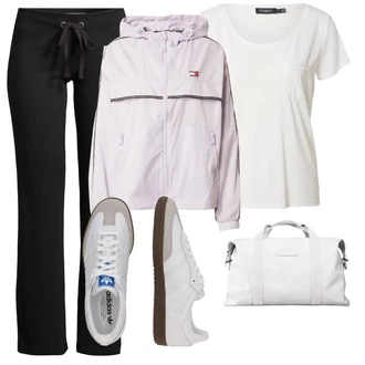 outfit mit Škrlatna/Siva/Roza Women's Hoodies and Sweatshirts Tommy Jeans "Pomladanski Outfit"