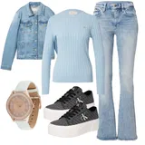 Visok pas Bootcut Kavbojke outfiti za dame image