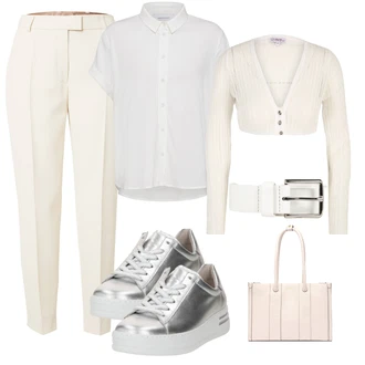 outfit mit Krem/Bela Usnjeni pas/Širok pas/Sproščeni pas/Klasični pasovi/Ženski Pas brez Zaponke About You "Pomladanski Outfit"