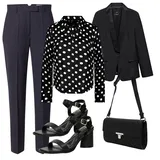 Črna S resicami Volneni Blejzerji outfiti za dame image