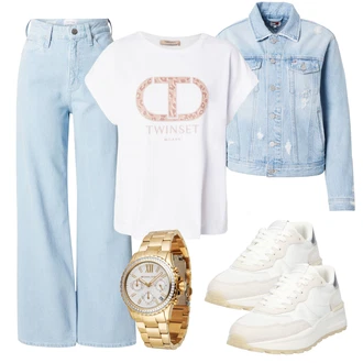 outfit mit Zlati/Rumena Verižna ura/Pametna ura/Zapestna ura MICHAEL Michael Kors "Pomladanski Outfit"