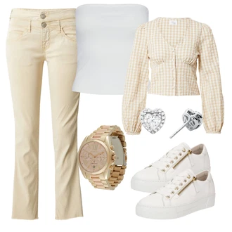 outfit mit Bela/Siva Bluza velika velikost Pieces "Pomladanski Outfit"