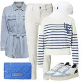 Svetlo modra Denim Jakne outfiti za dame image