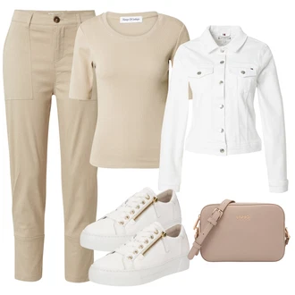 outfit mit Rjava/Bež/Khaki Majica Vrh/Lepa Majica/Klasična Dolžina/3/4 majica/Majica s kratkimi rokavi/Kratka majica/Casual Majica/Moški tekaški copati/Pleteni vrh/Funkcijska Majica "Pomladanski Outfit"