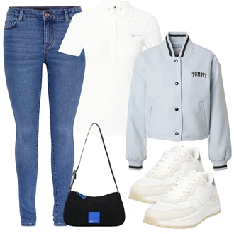 Badminton outfit mit Bela/Krem Srajca & majica velike velikosti/Bluza velika velikost Tommy Hilfiger "Pomladanski Outfit"Look: Badminton, Golf, Tenis