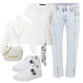 outfit mit Bela/Temno modra/Krem Teddy Superga/Ozka Superga/Superge Luknjasta/Usnjene superge/Superge Nizka Tommy Hilfiger "Pomladanski Outfit"