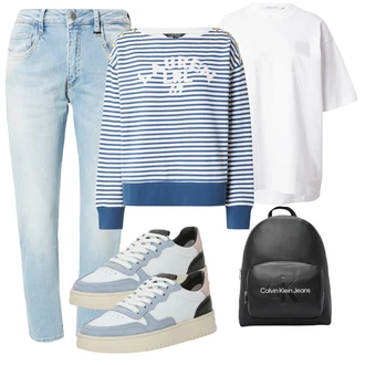 outfit mit Modra/Svetlo modra Superga Superge Nizka/Vintage Superga/Usnjene superge/Ozka Superga/Poletne superge Kennel & Schmenger "Pomladanski Outfit"